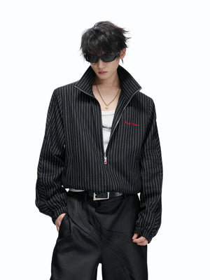 Striped Leopard-Lined Stand-Collar Jacket - product image 3