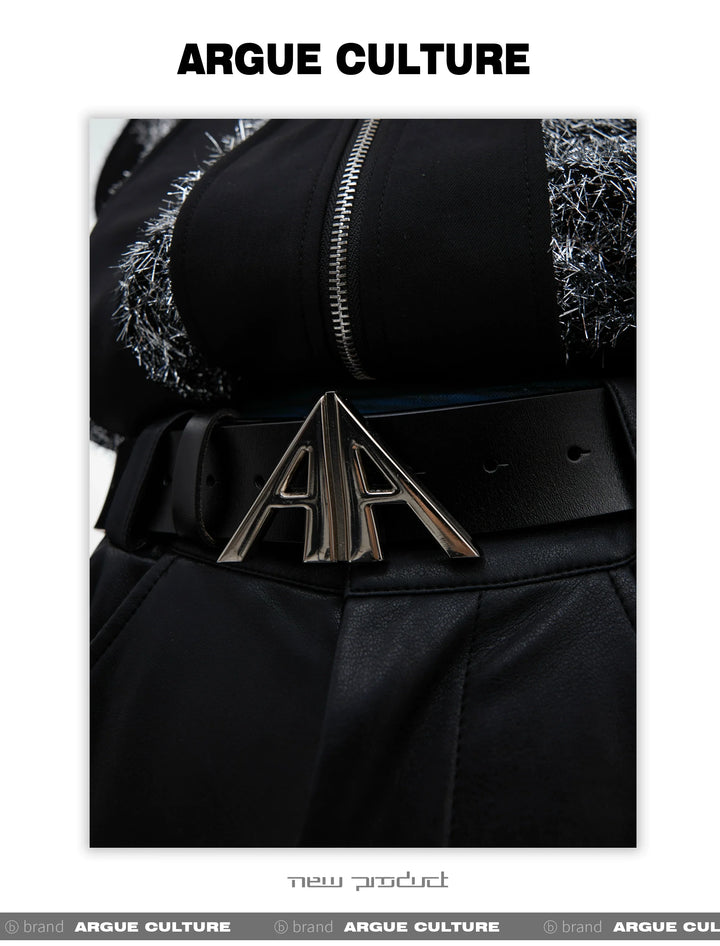 Deconstructed Genuine Leather Belt with Double A Logo - ArgueCulture