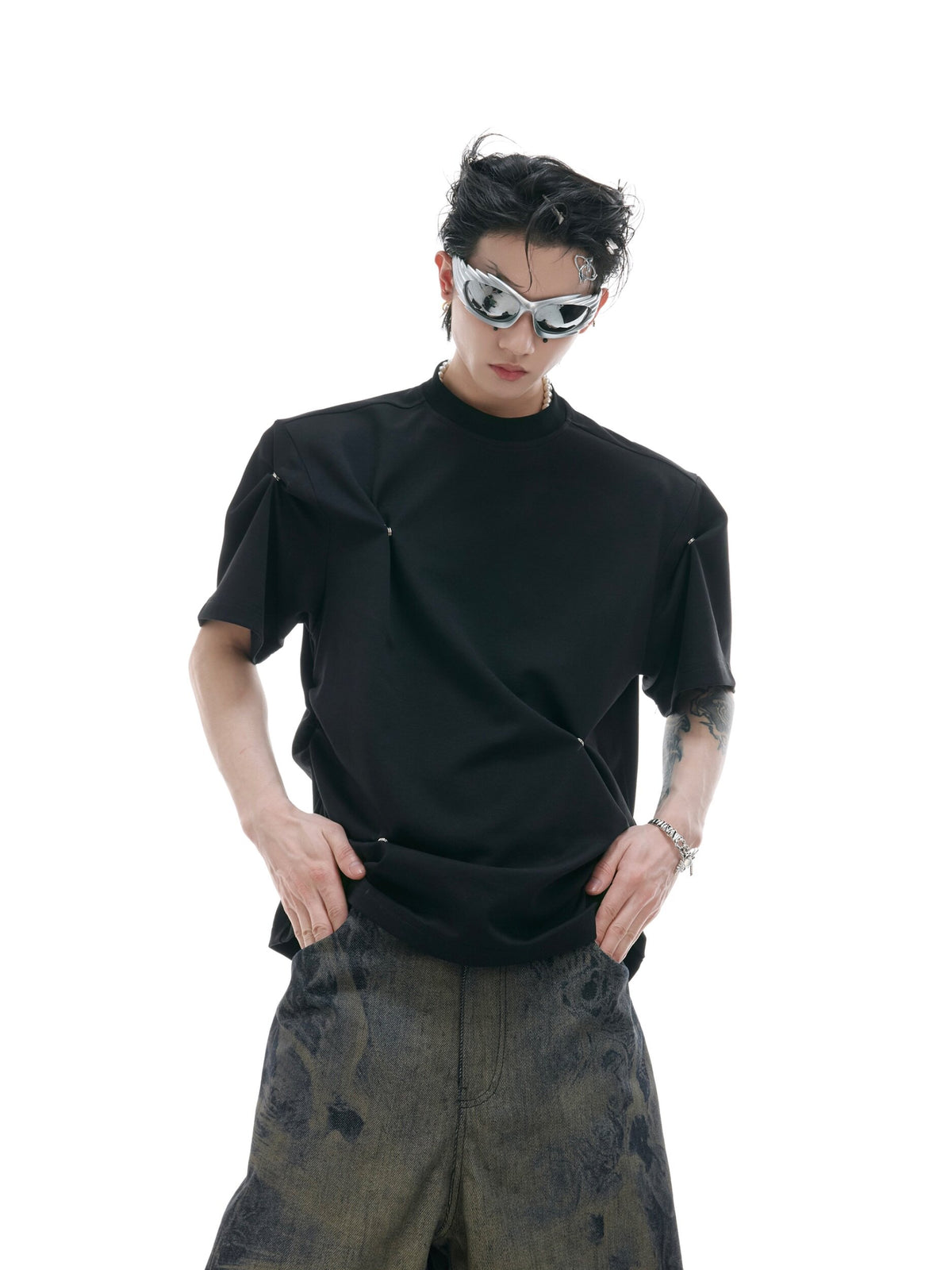 Pleated Boxy Cotton T-Shirt - product image 2