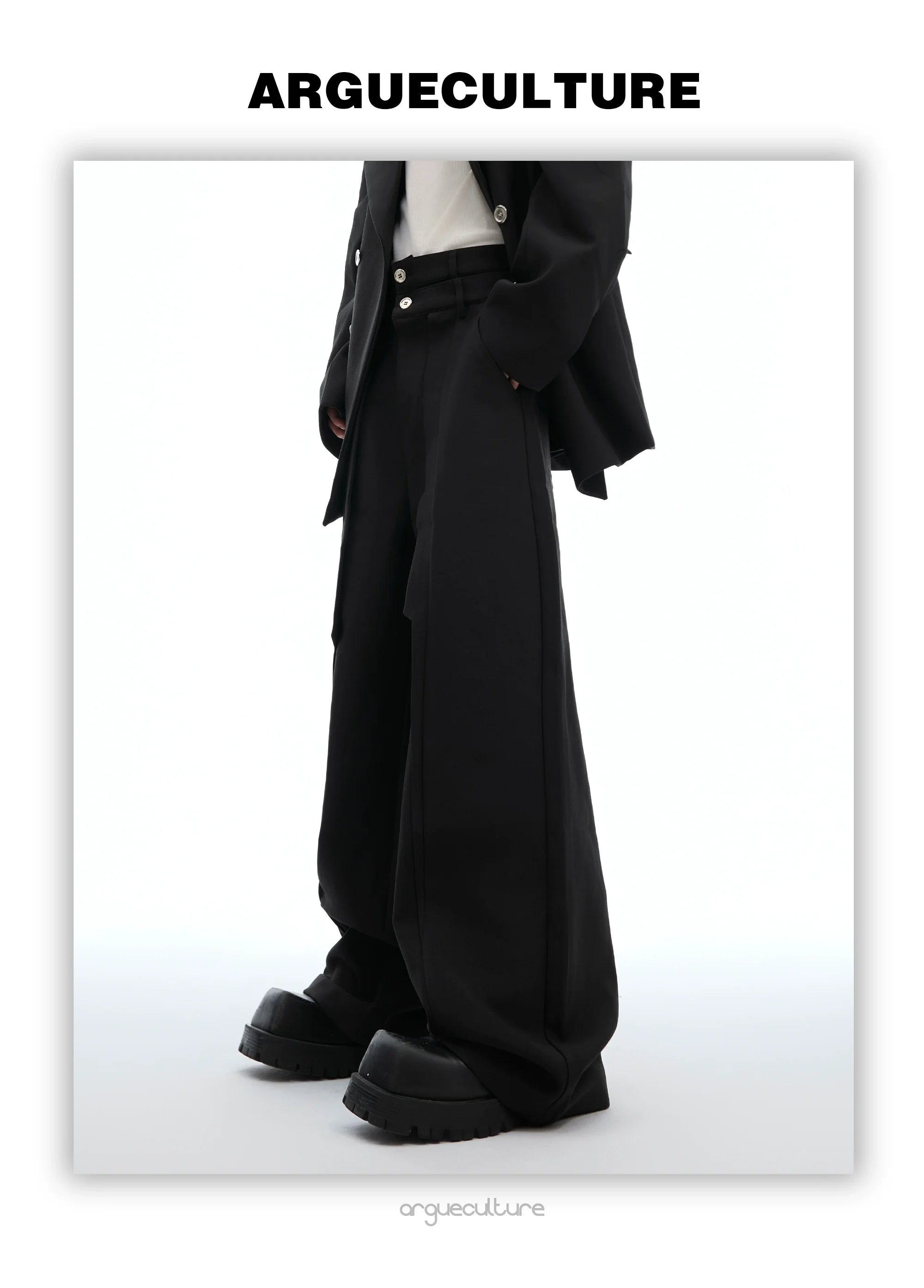 Asymmetrical Collar Blazer with Textured Fabric ¡§C Deconstructed Suit Set - ArgueCulture