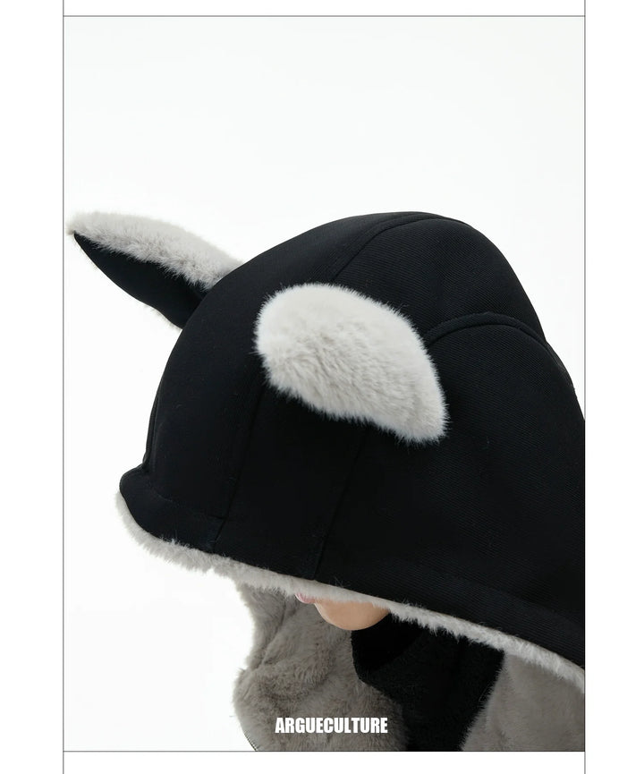 Convertible Reversible Plush Hoodie with 3D Ears & Cotton Back - ArgueCulture