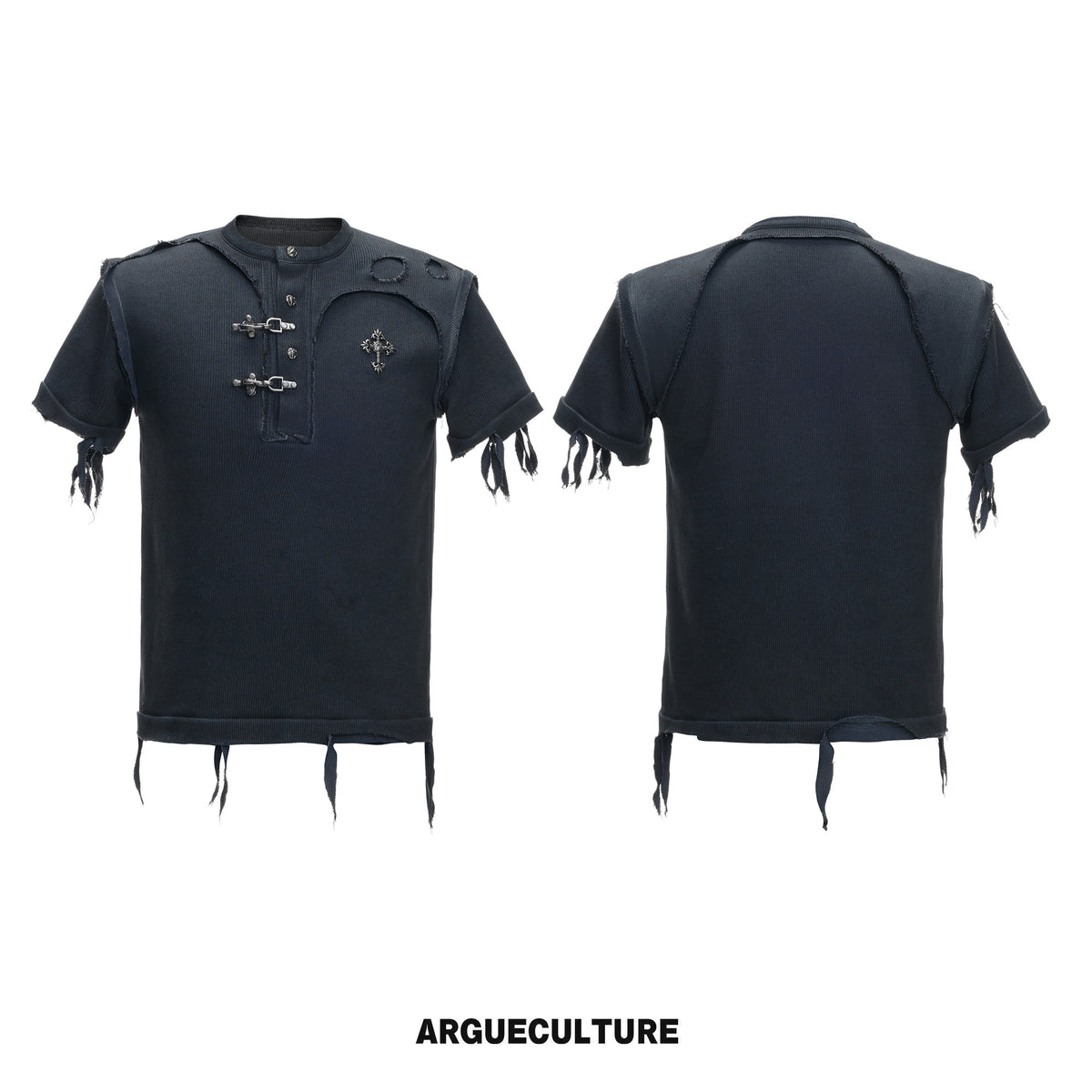 Distressed Ribbed Henley T-Shirt - variant image 7