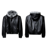 Fleece-Lined Faux Leather Hooded Jacket - product image 5