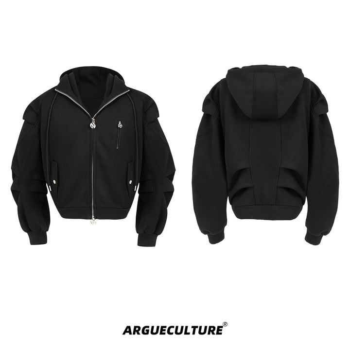 Men¡¯s Oversized Pleated Hoodie Jacket | Stylish Warm Zip-Up Outerwear - ArgueCulture