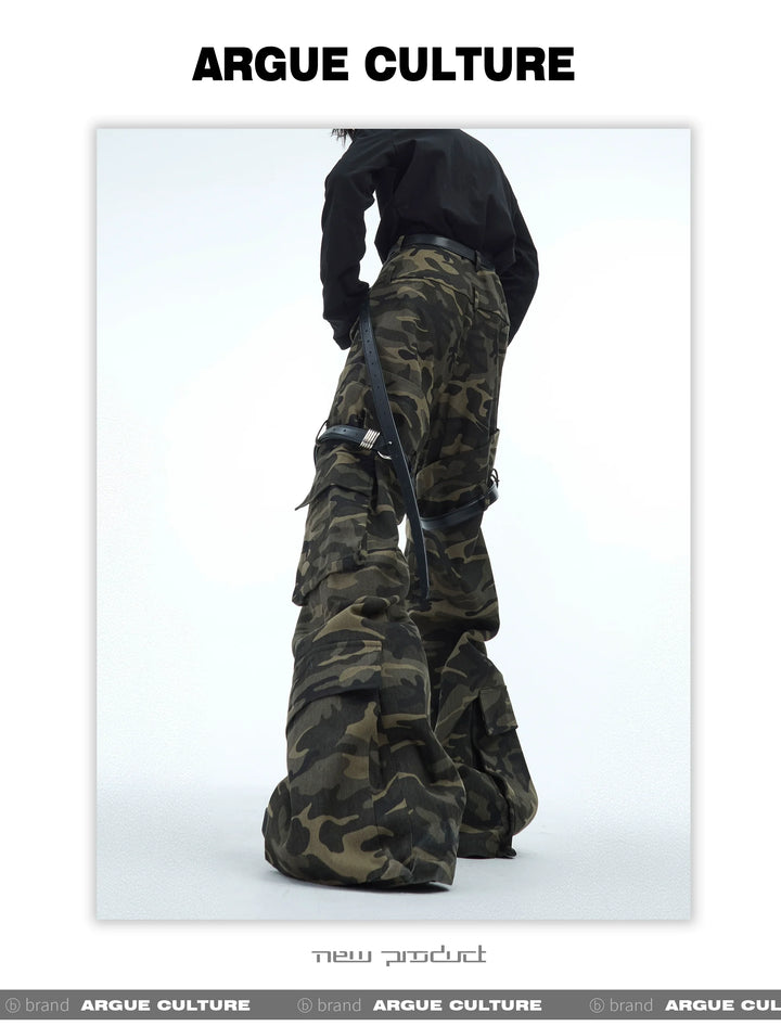 Vintage Camouflage Cargo Pants with Detachable Belt - ArgueCulture