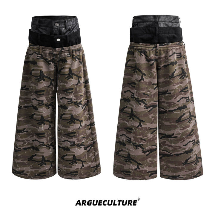 Vintage Camo Triple-Waistband Wide-Leg Cargo Pants – Streetwear Utility Fashion - ArgueCulture