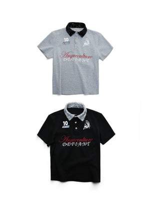 Contrast Embroidered Sequin-Collar Polo - product image 1