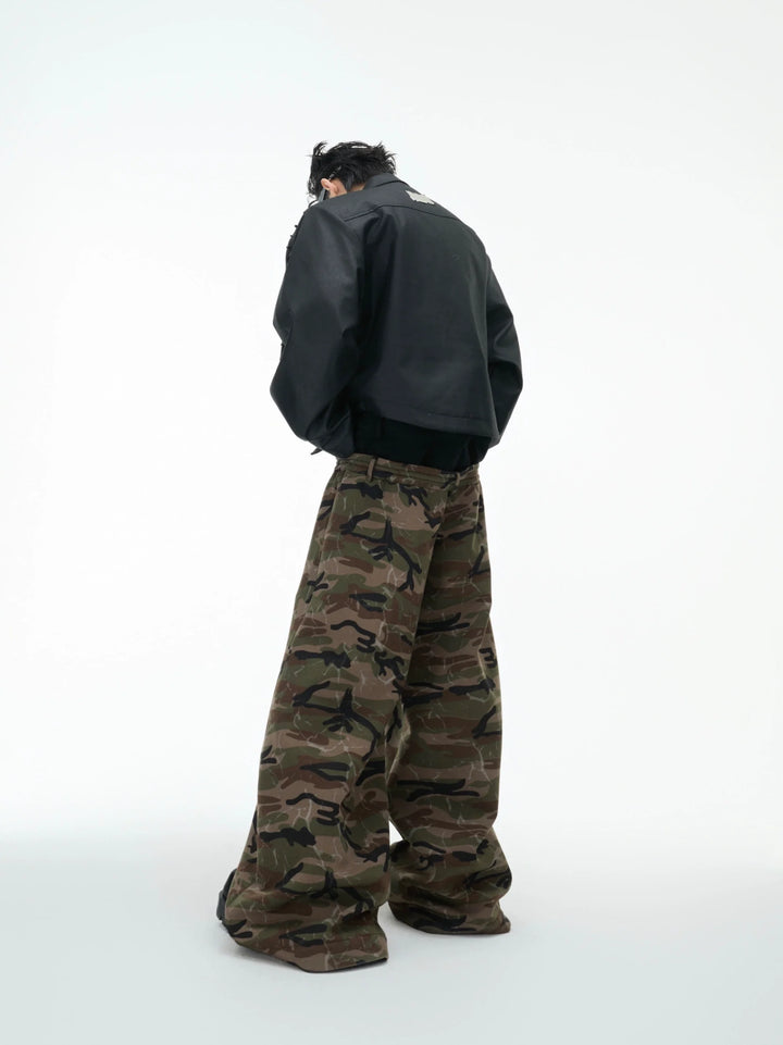 Vintage Camo Triple-Waistband Wide-Leg Cargo Pants – Streetwear Utility Fashion - ArgueCulture