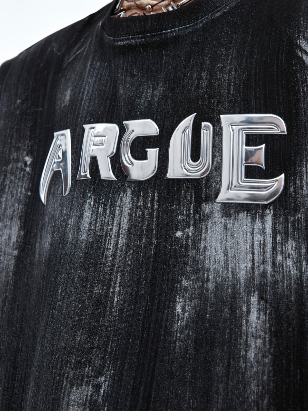 Distressed Silver Logo Shoulder-Pad Tee - product image 3