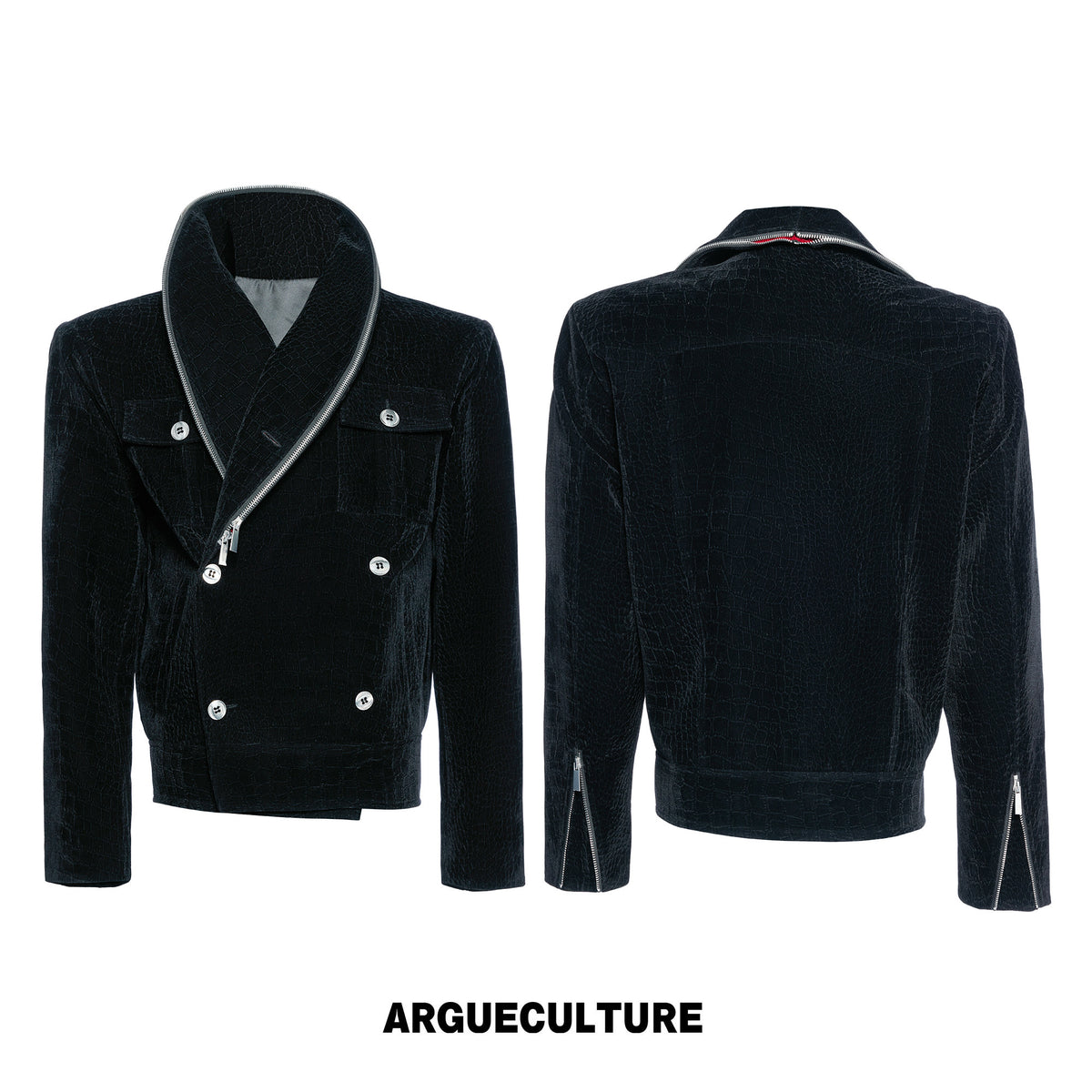 Crocodile-Texture Double-Zip Jacket - variant image 6