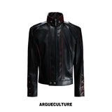 Contrast Stitch Lace-Up Faux Leather Biker Jacket - product image 5