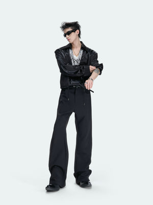 Contrast Lace-Up Satin Shirt - product image 3