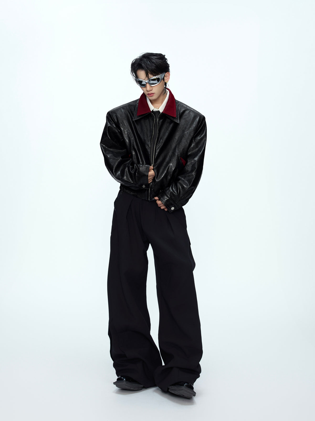 Contrast Snakeskin-Texture PU Jacket - product image 5