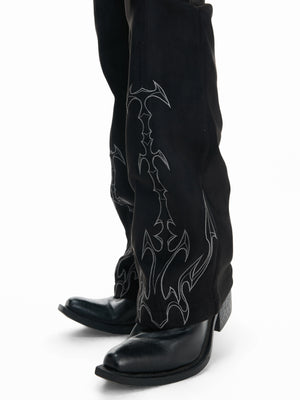 Embroidered Suede Straight-Leg Trousers - product image 4