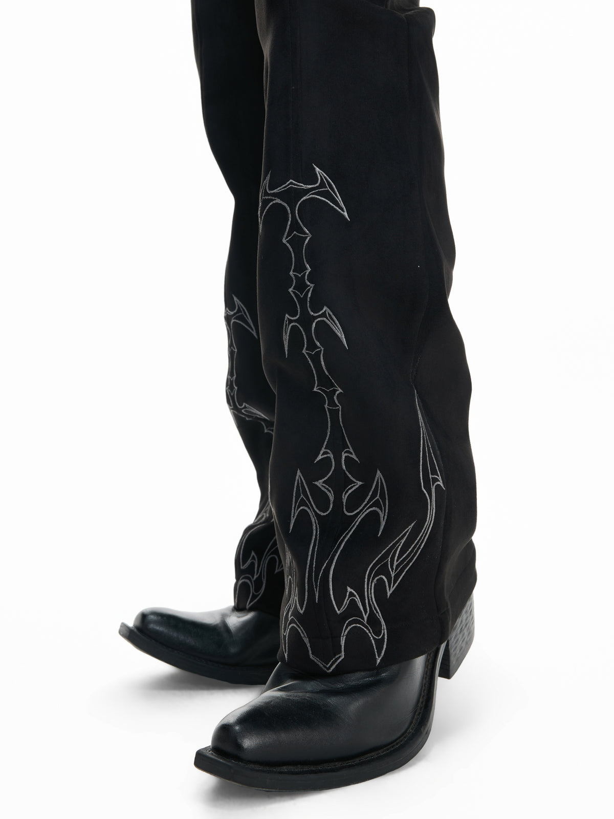 Embroidered Suede Straight-Leg Trousers - product image 4