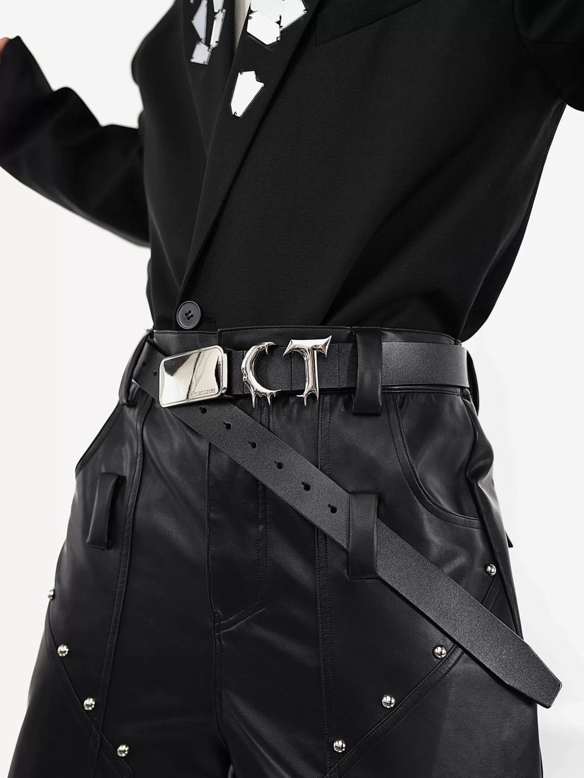 Black PU Hook Buckle Belt - product image 1