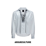 Contrast Lace-Up Satin Shirt - product image 5