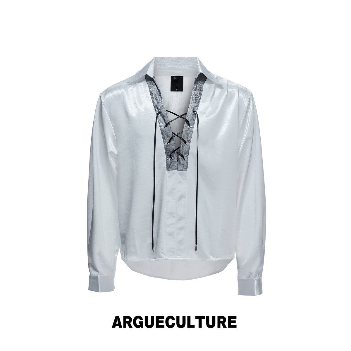 Contrast Lace-Up Satin Shirt - product image 5