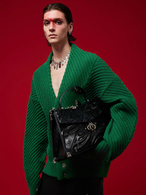 Embossed Leather Trapeze Tote Bag - product image 3