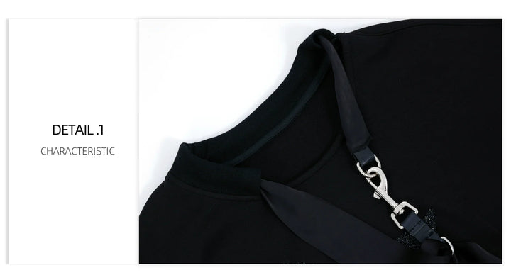 Luxury Crystal Logo Sweatshirt with Tie Accent - ArgueCulture