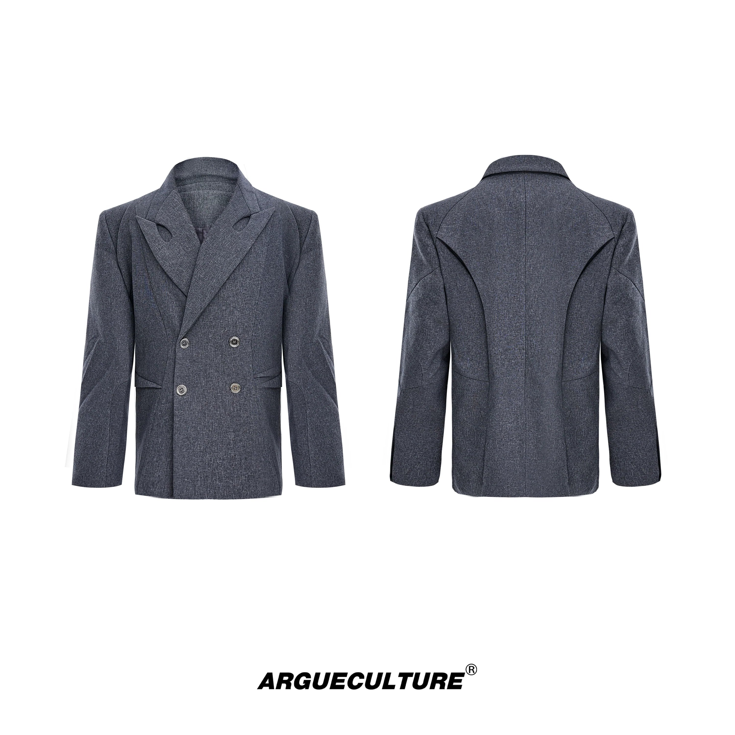 Asymmetrical Collar Blazer with Textured Fabric ¡§C Deconstructed Suit Set - ArgueCulture