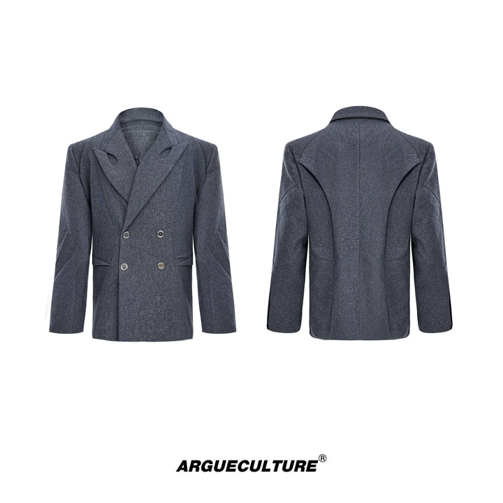 Asymmetrical Collar Blazer with Textured Fabric ¨C Deconstructed Suit Set - ArgueCulture