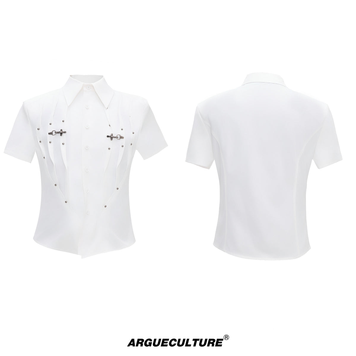 Pleated Waist-Cinched Short-Sleeve Shirt - product image 5