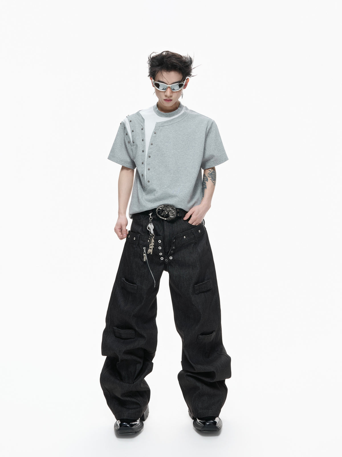 Metal Rivet Split-Layer T-Shirt - product image 5