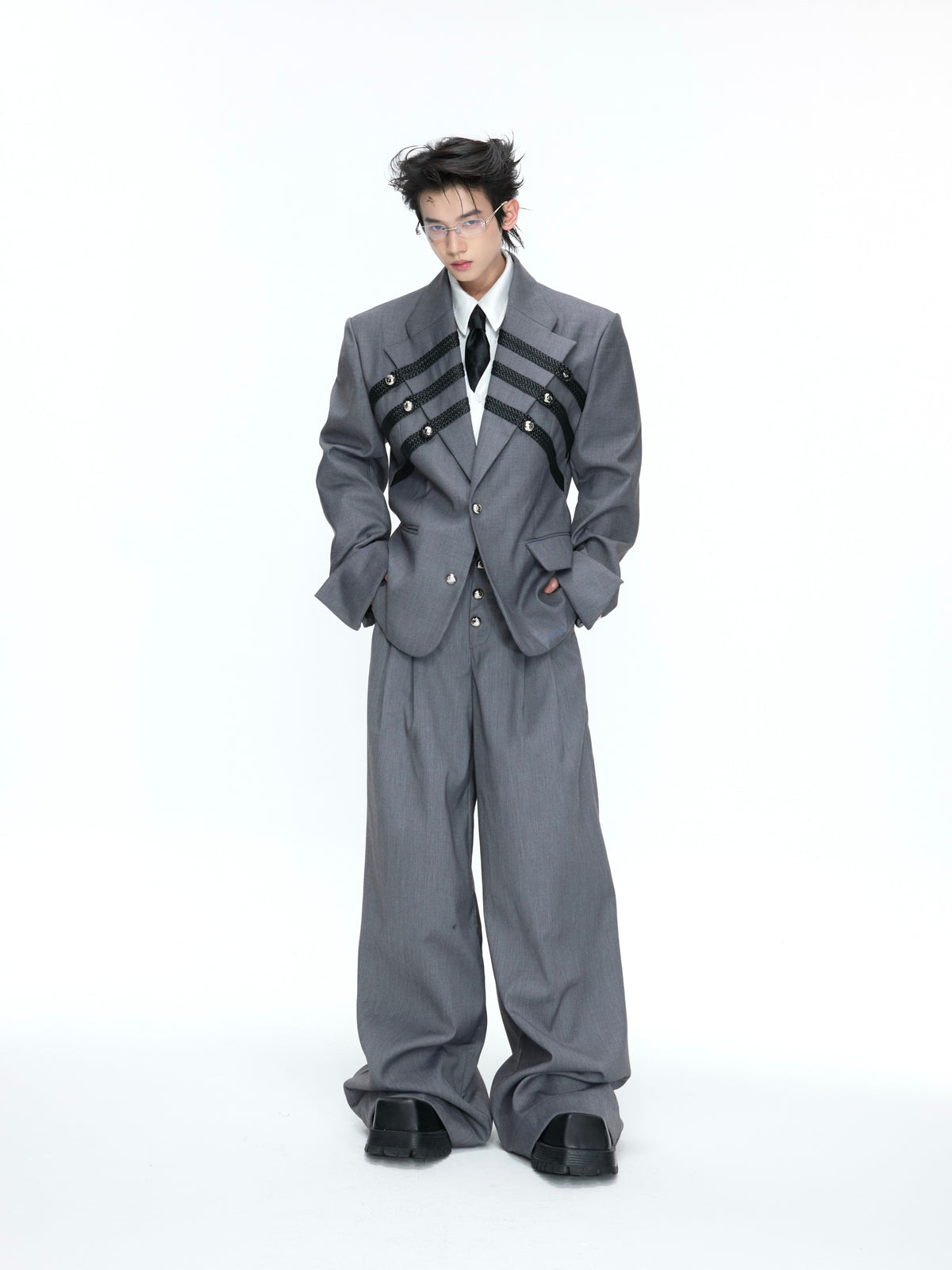Metal-Detail Wide-Lapel Suit Separates - product image 1