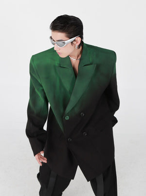 Black Green Gradient Relaxed Blazer - product image 2