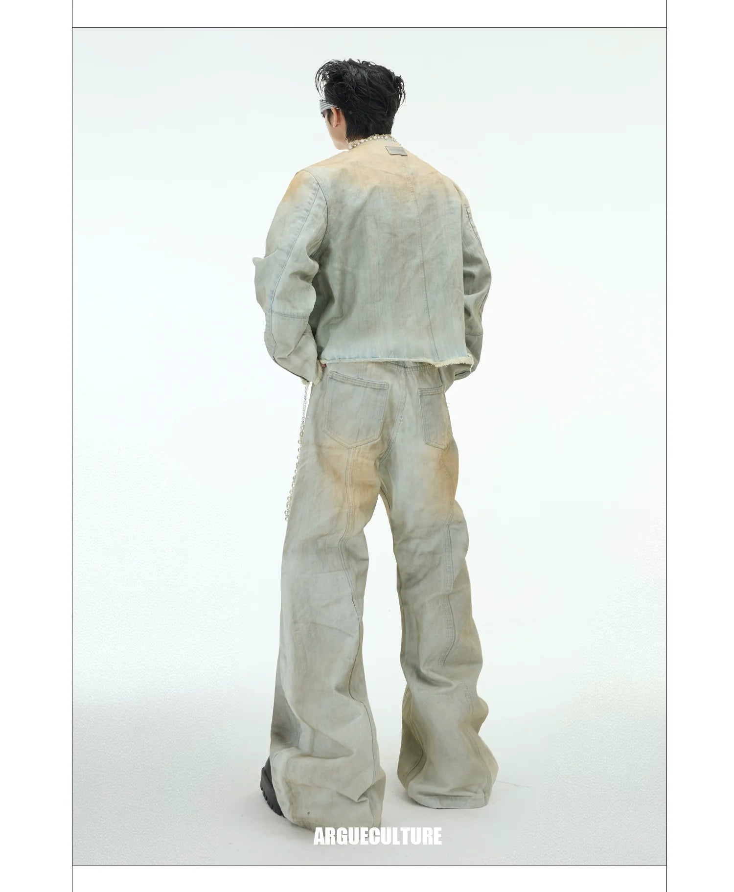 Vintage Pearl-Embellished Flared Denim Jeans ¡§C Streetwear Fashion - ArgueCulture