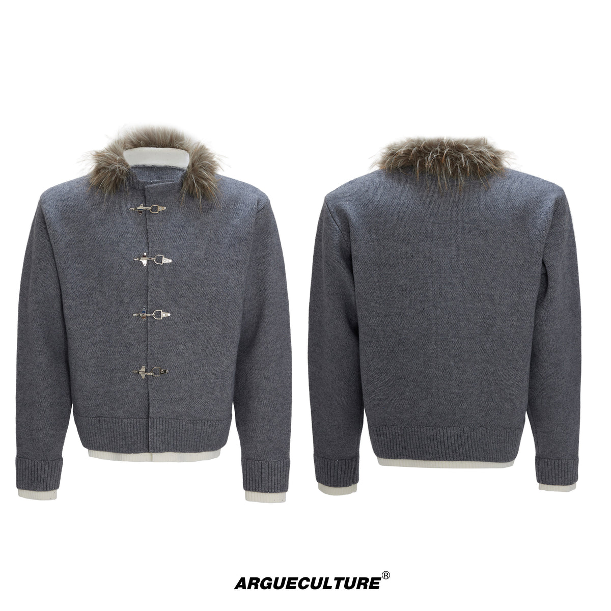 Shimmer Knit Cardigan with Fur Collar - product image 5