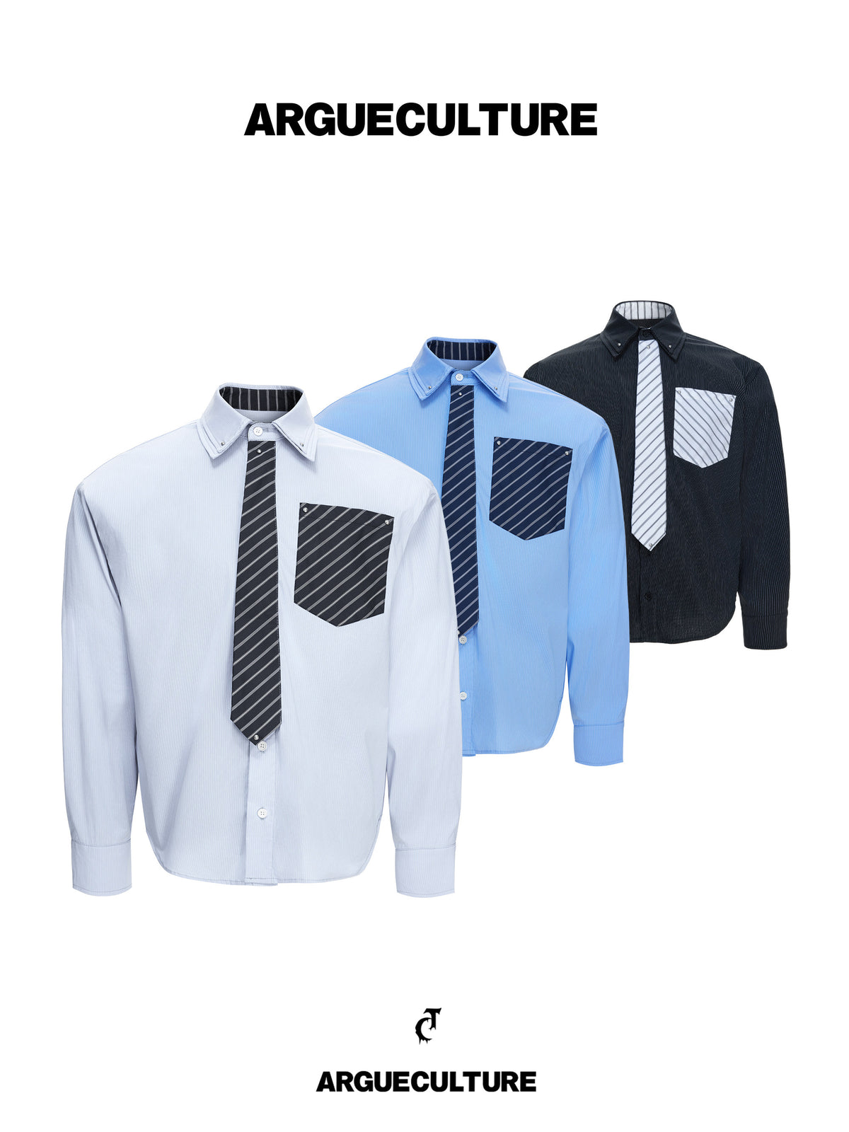 Deconstructed Stripe Layered-Collar Shirt - product image 1
