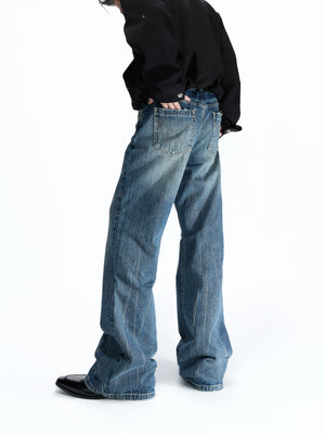 Deep Blue Distressed Bootcut Jeans - product image 3