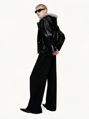 Fleece-Lined Faux Leather Hooded Jacket - product image 5