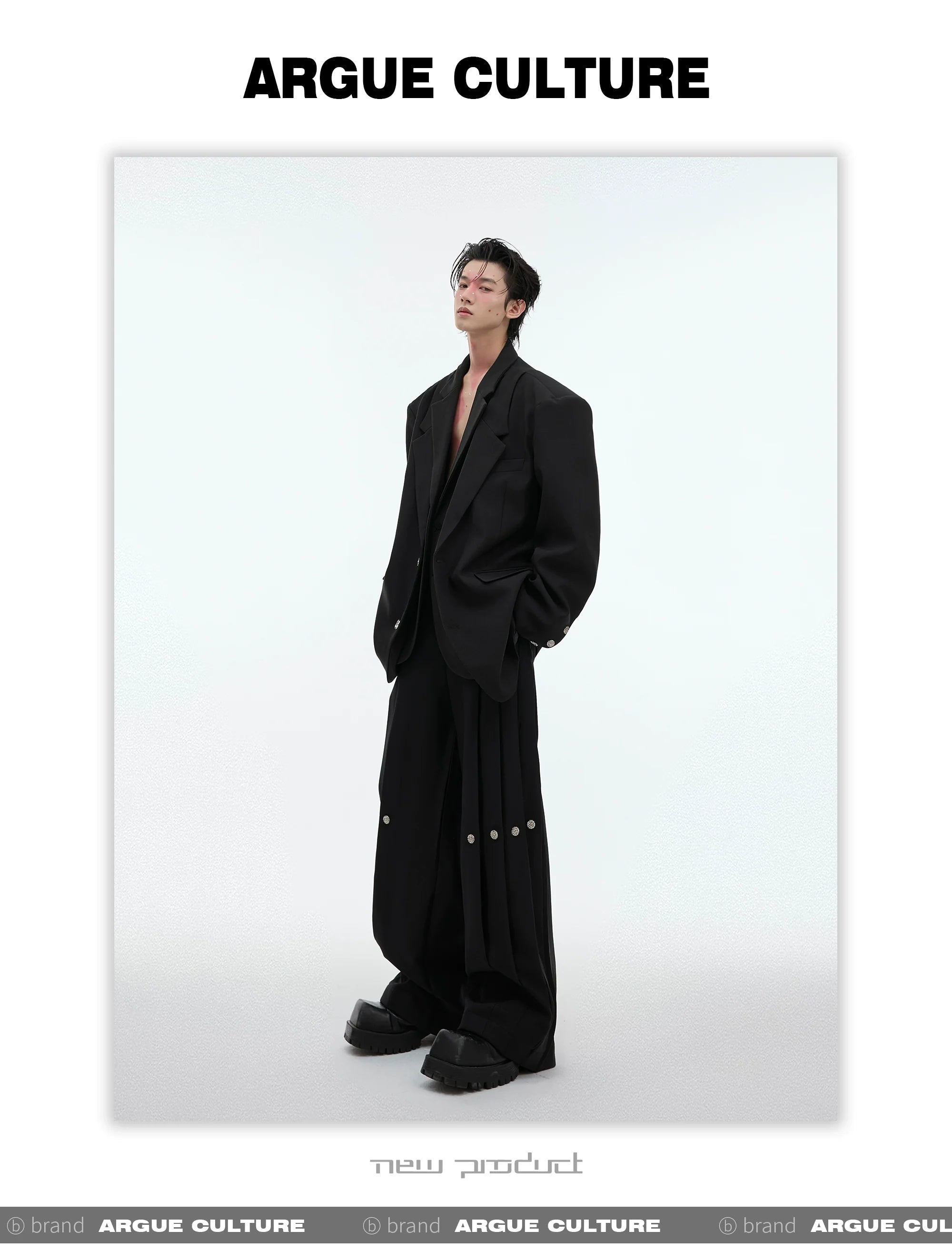 Double-Layer Collar Blazer Set with Relaxed Fit - ArgueCulture