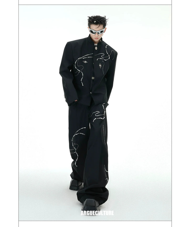 Chinese New Year Snake Pattern Blazer & Wide-Leg Pants – Luxury Streetwear - ArgueCulture