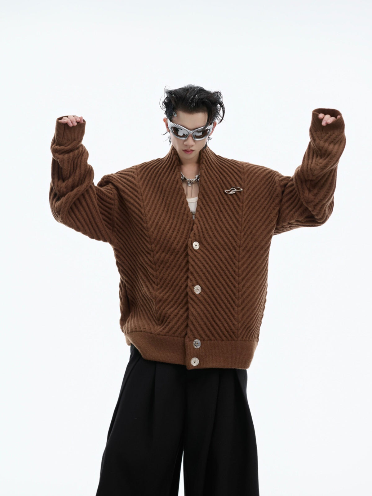 Textured V-Neck Cardigan Sweater - product image 5