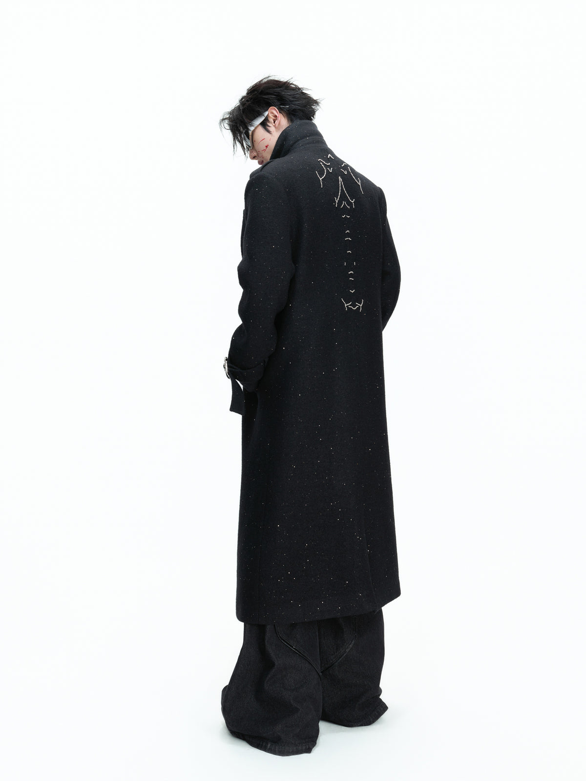 Black Sequin Wool-Blend Long Coat - product image 2
