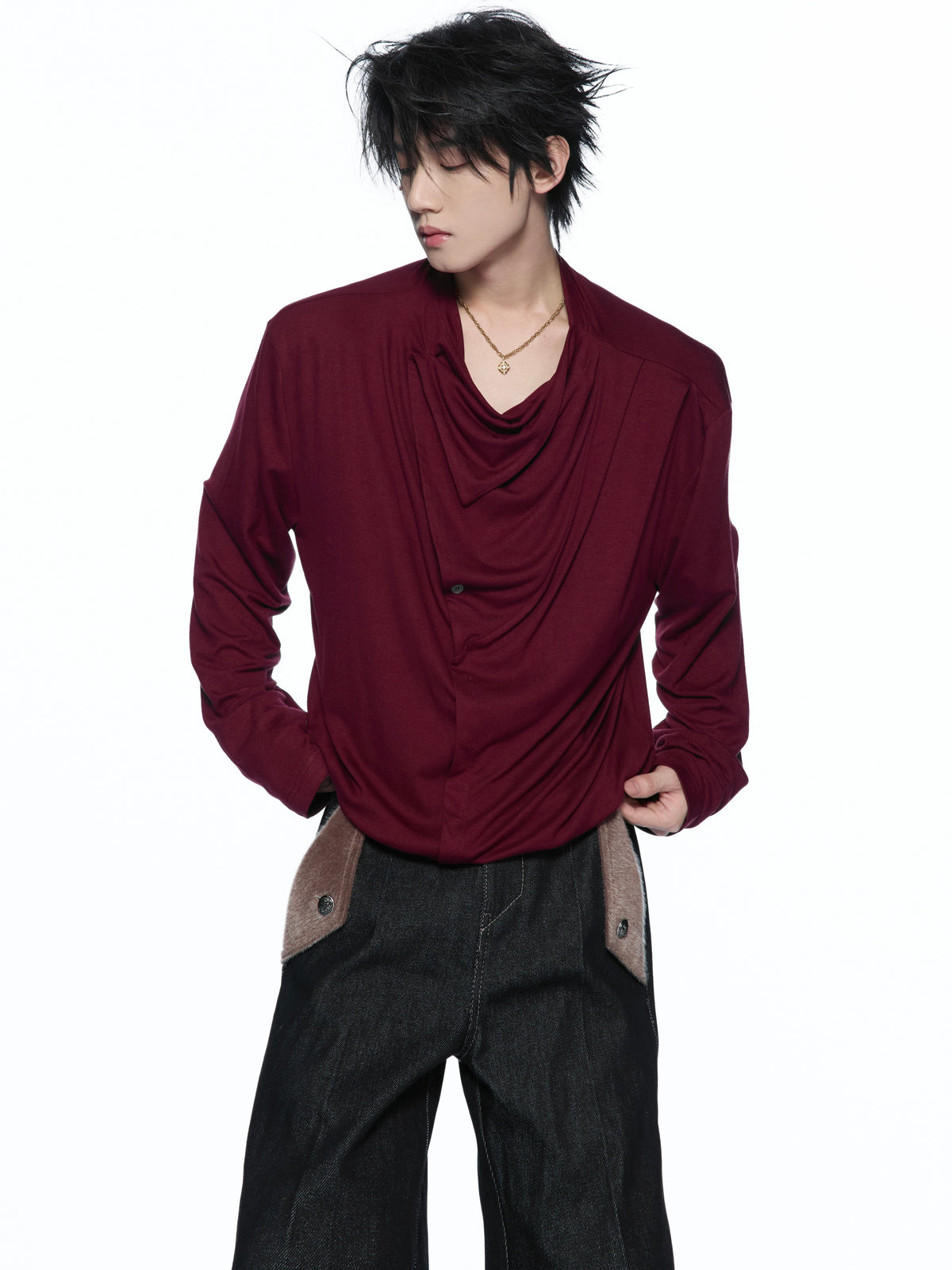 Drape-Neck Long-Sleeve Top - product image 2