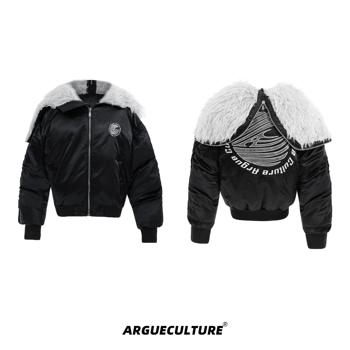 Plush Panel Nylon Bomber Jacket - product image 5