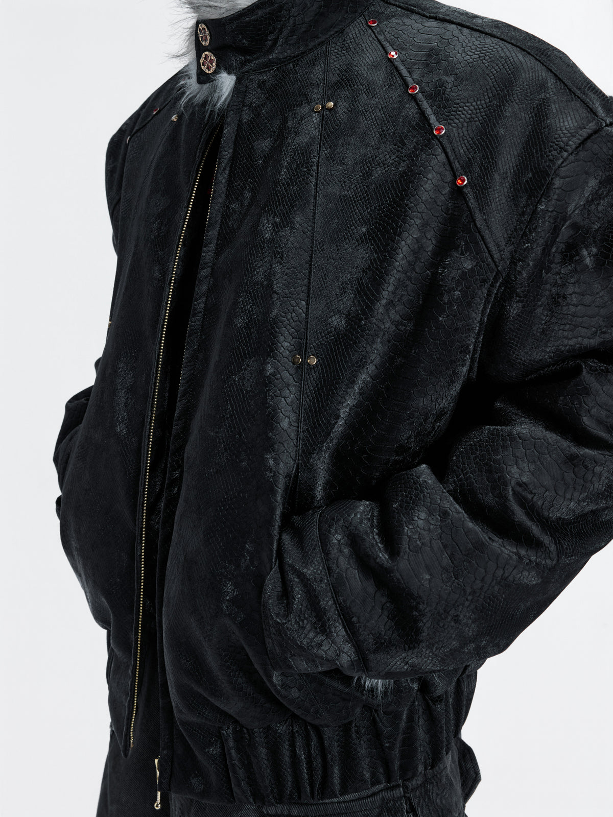Oversized Faux Leather Fur-Collar Jacket - product image 2