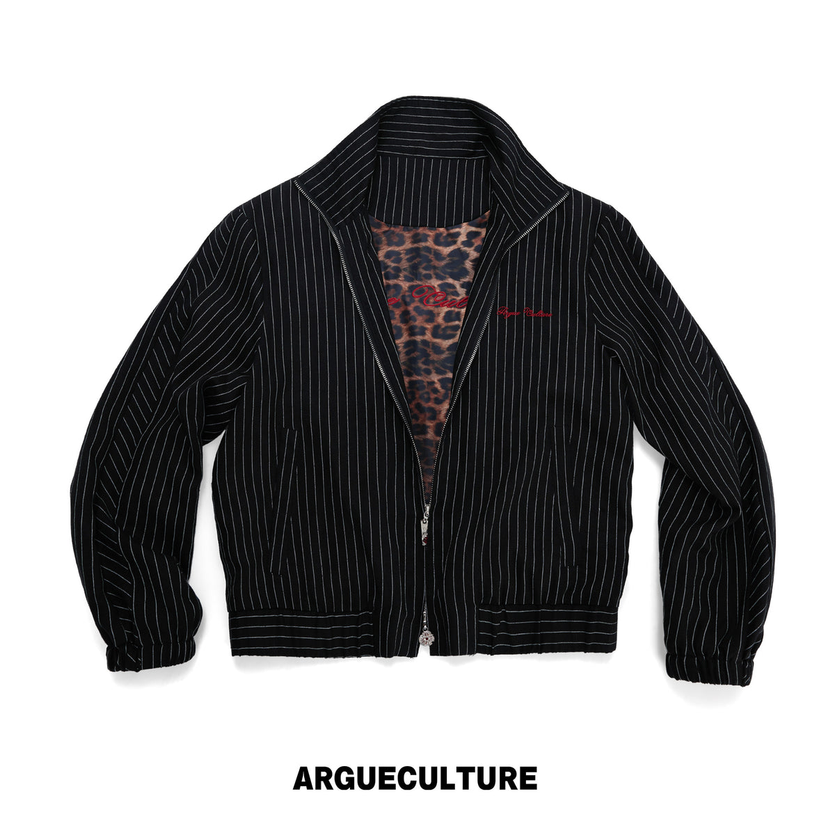 Striped Leopard-Lined Stand-Collar Jacket - product image 5