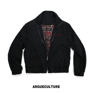 Striped Leopard-Lined Stand-Collar Jacket - product image 5
