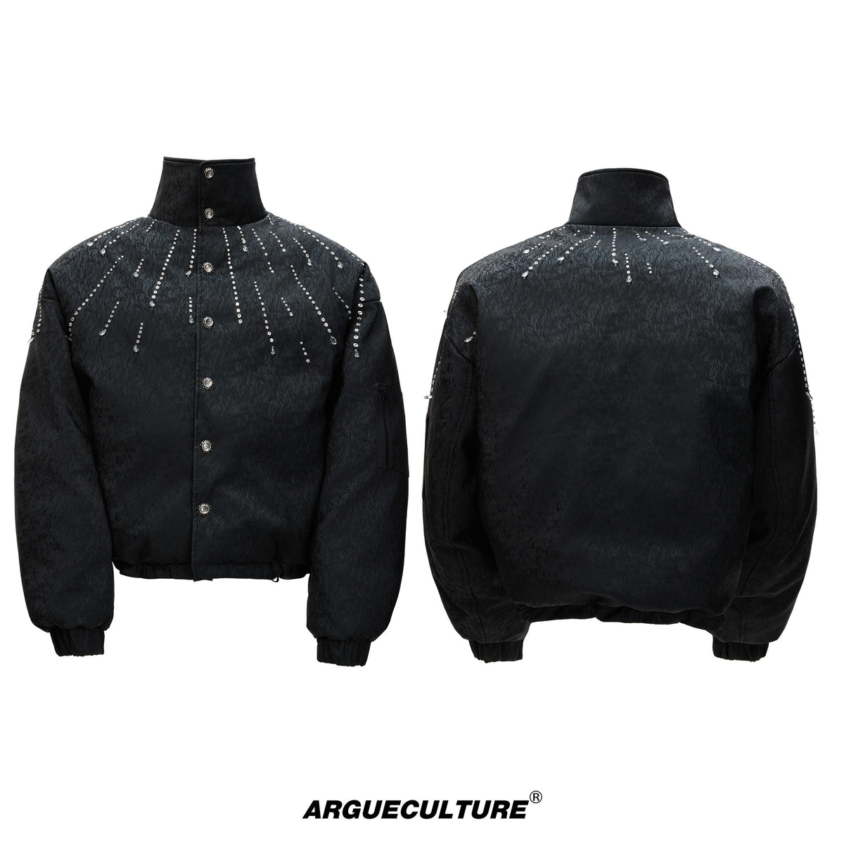 Black Rhinestone Cropped PU Jacket - product image 5