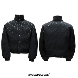 Black Rhinestone Cropped PU Jacket - product image 5