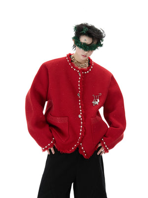 Pearl-Trim Shimmer Knit Cardigan - product image 1