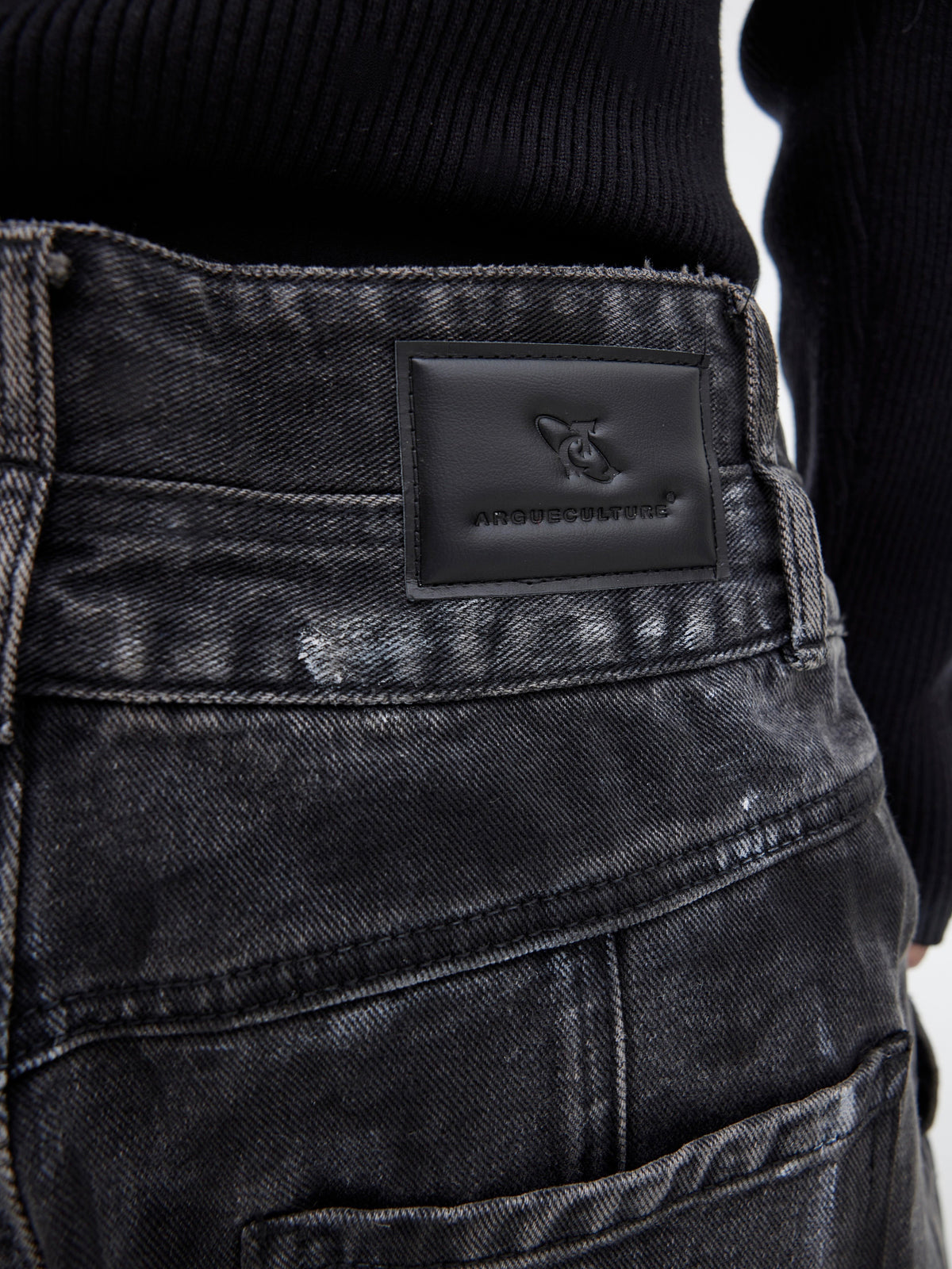 Graphite Black Distressed Wide-Leg Jeans - product image 4