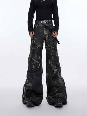 Distressed PU Flare Pants - product image 5