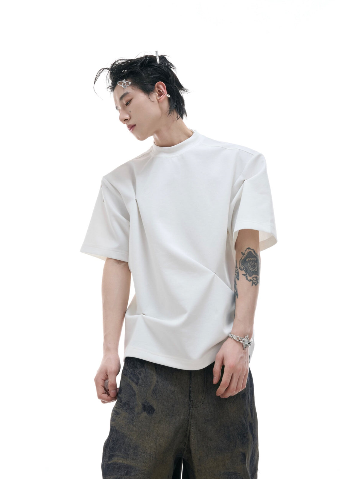 Pleated Boxy Cotton T-Shirt - product image 3